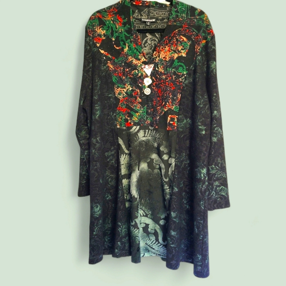 *SOLD* Pyramid Collection Long Sleeve Floral Abstract Boho Dress Size 1X